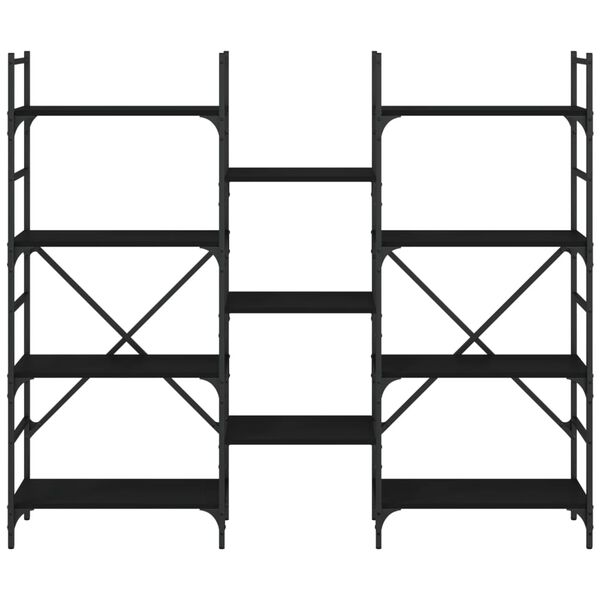 vidaXL Βιβλιοθήκη Μαύρη 160 x 28,5 x 136,5 εκ. από Επεξεργασμένο Ξύλο