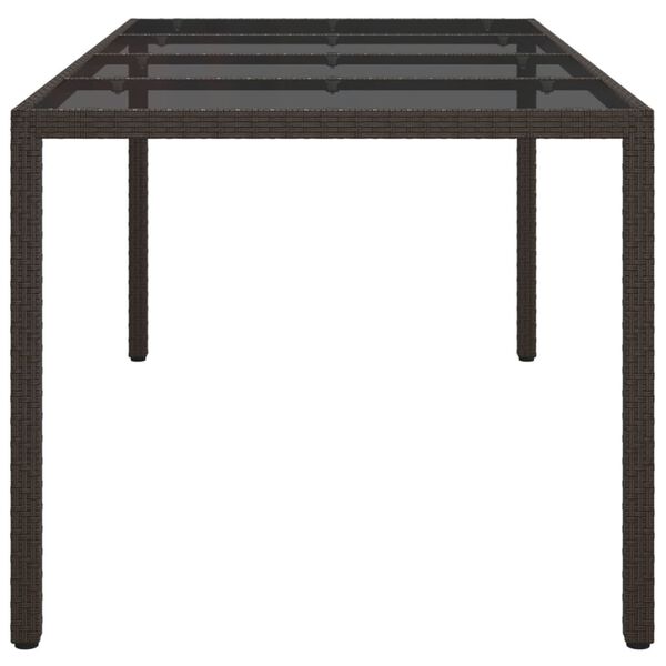 vidaXL Τραπέζι Κήπου Καφέ 190x90x75εκ από Ψημένο Γυαλί/Συνθετικό Ρατάν