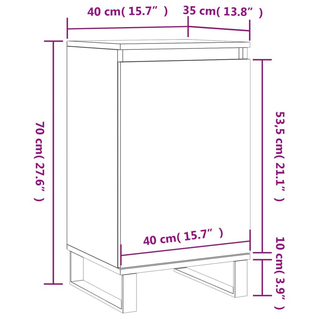 vidaXL Ντουλάπια 2 τεμ. Μαύρα 40 x 35 x 70 εκ. από Επεξεργασμένο Ξύλο