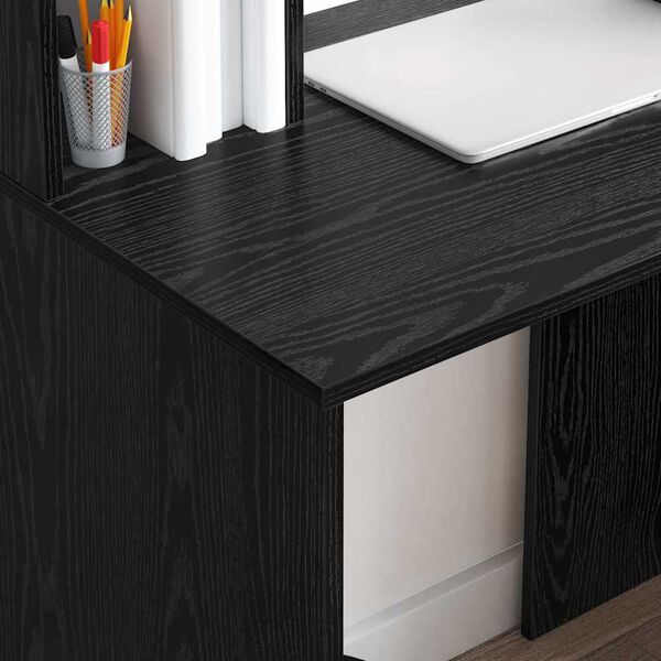 vidaXL Γραφείο με ράφι Μαύρη δρυς 91 x 50 x 149 εκ Επεξεργασμένο ξύλο