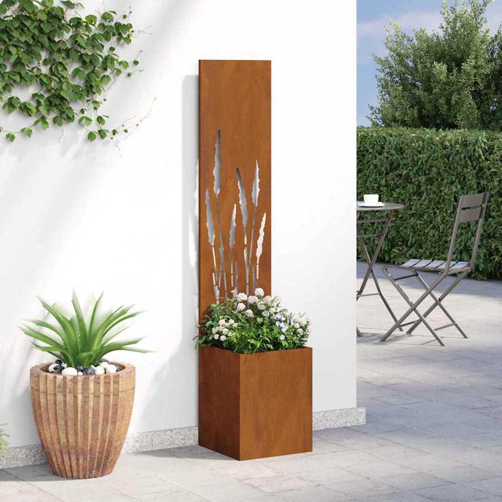vidaXL Γλάστρα Κήπου με Διακοσμητική Πάνελ Σκ rusty 32 x 140 εκ.