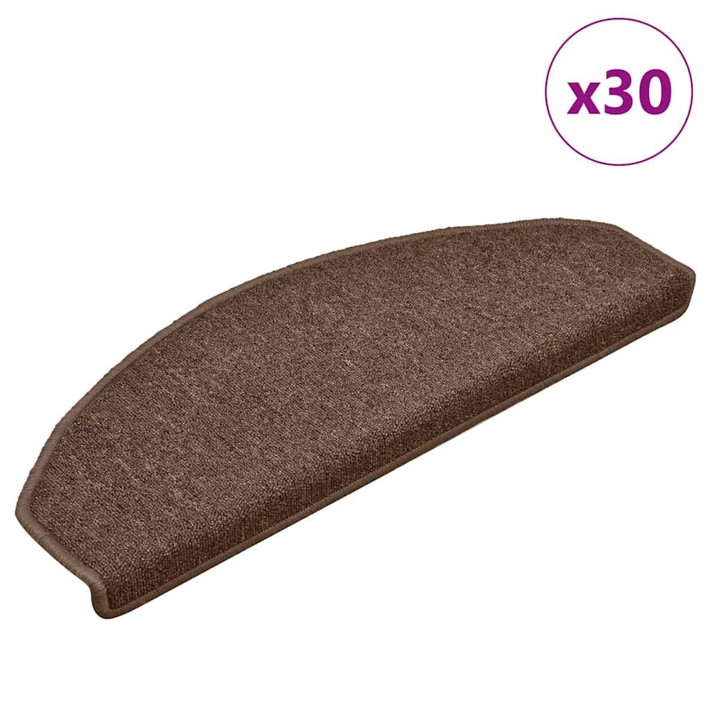 vidaXL Πατάκια για σκάλες 30 τεμάχια Καφέ 65x24x4 εκ.