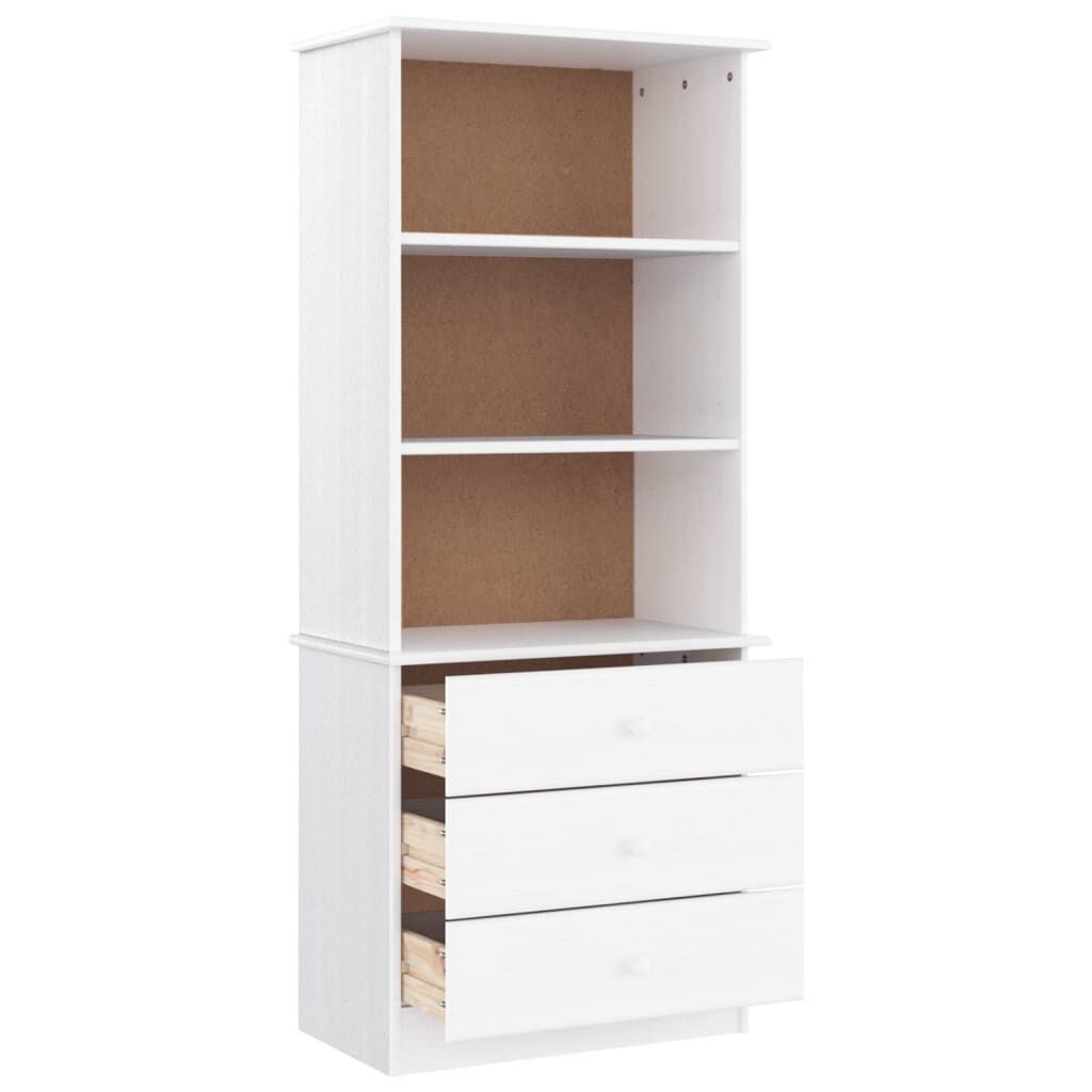 vidaXL Βιβλιοθήκη με Συρτάρια ALTA Λευκή 60x35x142εκ Μασίφ Ξύλο Πεύκου