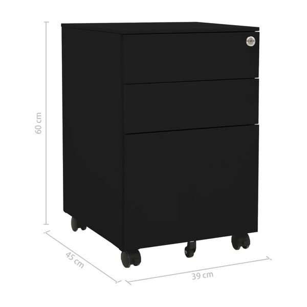vidaXL Αρχειοθήκη Φορητή Μαύρη 39 x 45 x 60 εκ. Ατσάλινη