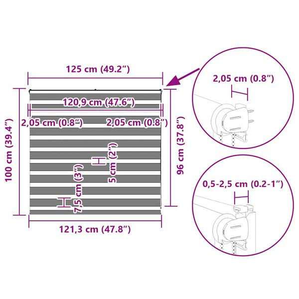 vidaXL Ζέβρα τυφλή Μαύρο Πλάτος υφάσματος 120,9 εκ. Πολυεστέρας