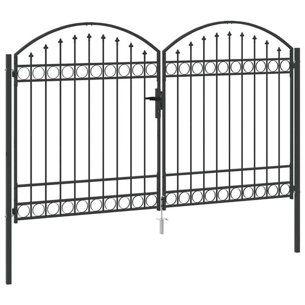 vidaXL Πύλη Φράχτη Άλλο Γκρι 300 x 175 cm Ατσάλι