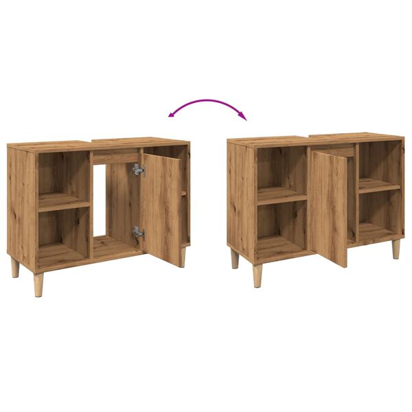 vidaXL Ντουλάπι Μπάνιου Αρτισιανή Δρυς 80 x 33 x 60 εκ. Επεξεργ. Ξύλο