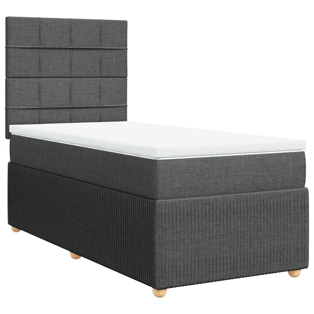 vidaXL Κρεβάτι Boxspring με Στρώμα Σκούρο Γκρι 100x200 εκ. Υφασμάτινο