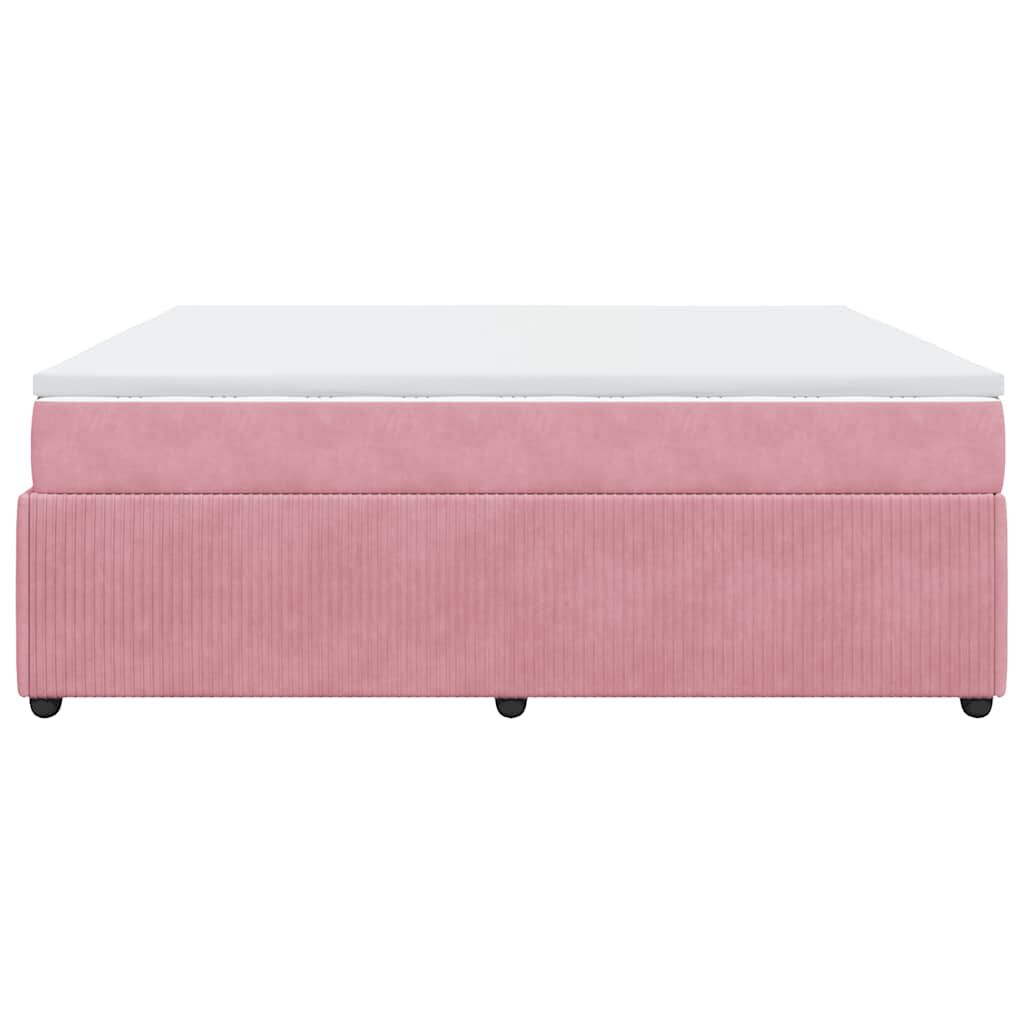 vidaXL Κρεβάτι Boxspring με Στρώμα Ροζ 180x200 εκ. Βελούδινο