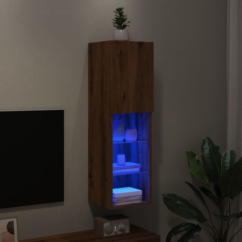 vidaXL Έπιπλο Τηλεόρασης με LED Αρτισιανή Δρυς 30,5x30x102 εκ.