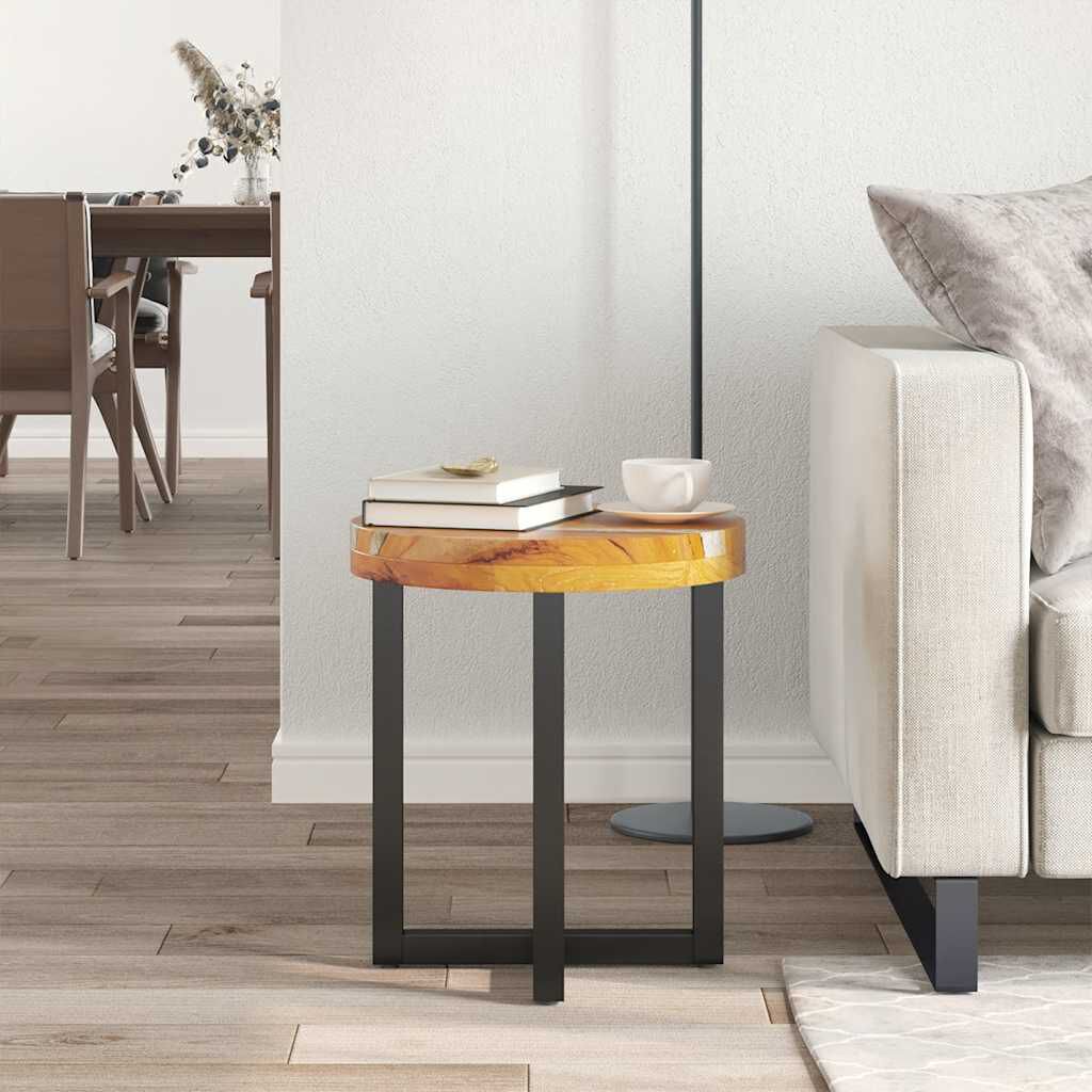 vidaXL Τραπεζάκι Σαλονιού 40x45 εκ. από Μασίφ Ξύλο Teak / Συνθ. Ρητίνη