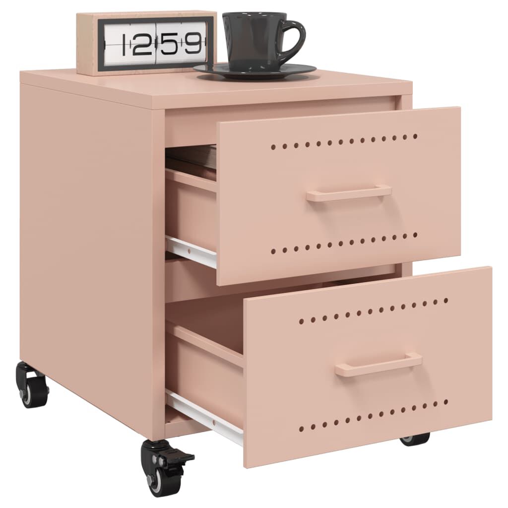 vidaXL Κομοδίνο Ροζ 36x39x43,5 εκ. από Χάλυβα