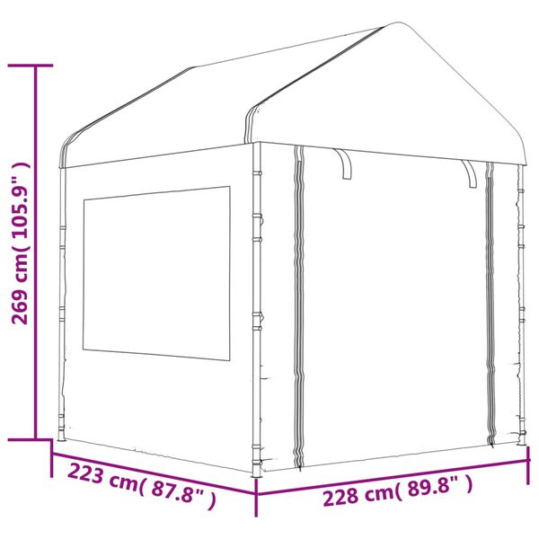 vidaXL Κιόσκι με Τέντα Λευκό 11,15 x 2,28 x 2,69 μ. από Πολυαιθυλένιο