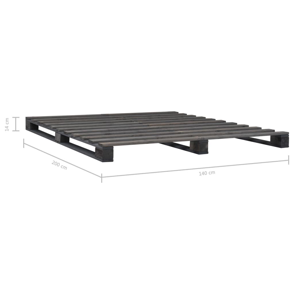 vidaXL Πλαίσιο Κρεβατιού Γκρι 140 x 200 εκ. Παλέτες Μασίφ Ξύλο Πεύκου