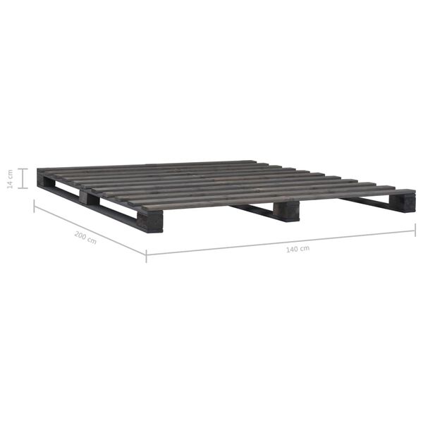 vidaXL Πλαίσιο Κρεβατιού Γκρι 140 x 200 εκ. Παλέτες Μασίφ Ξύλο Πεύκου