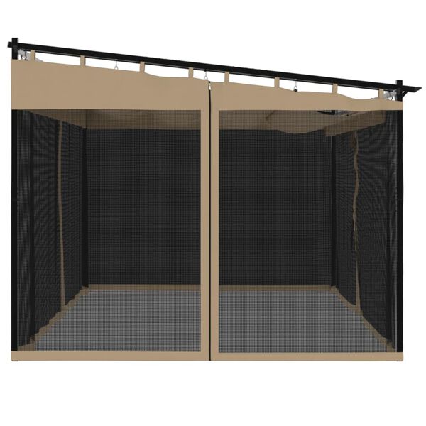 vidaXL Κιόσκι με Τοίχους από Δίχτυ Taupe 4x3 μ. από Ατσάλι