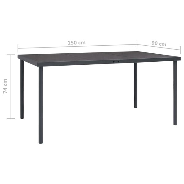 vidaXL Τραπεζαρία Εξωτερικού Χώρου Ανθρακί 150 x 90 x 74 εκ. Ατσάλινη