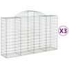 vidaXL Συρματοκιβώτια Τοξωτά 3 τεμ. 200x50x120/140 εκ. Γαλβαν. Ατσάλι