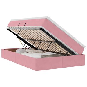vidaXL Κρεβάτι με αποθηκευτικό χώρο και στρώμα Ροζ 120 x 190 cm