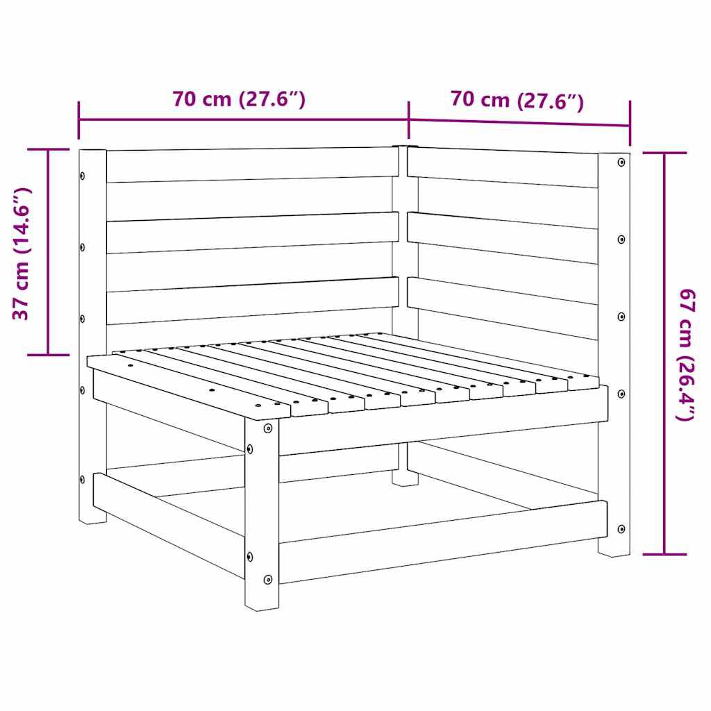 vidaXL Καναπές Κήπου Γωνιακός Καφέ 70x70x67 εκ. από Μασίφ Ξύλο Πεύκου