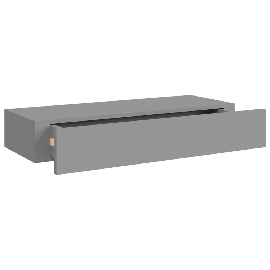 vidaXL Ράφι Επιτοίχιο με Συρτάρι Γκρι 60 x 23,5 x 10 εκ. από MDF