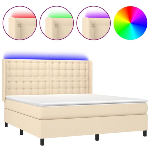 vidaXL &Kappa;&rho;&epsilon;&beta;ά&tau;&iota; Boxspring &mu;&epsilon; &Sigma;&tau;&rho;ώ&mu;&alpha; & LED &Kappa;&rho;&epsilon;&mu; 160x200 &epsilon;&kappa;. &Upsilon;&phi;&alpha;&sigma;&mu;ά&tau;&iota;&nu;&omicron;