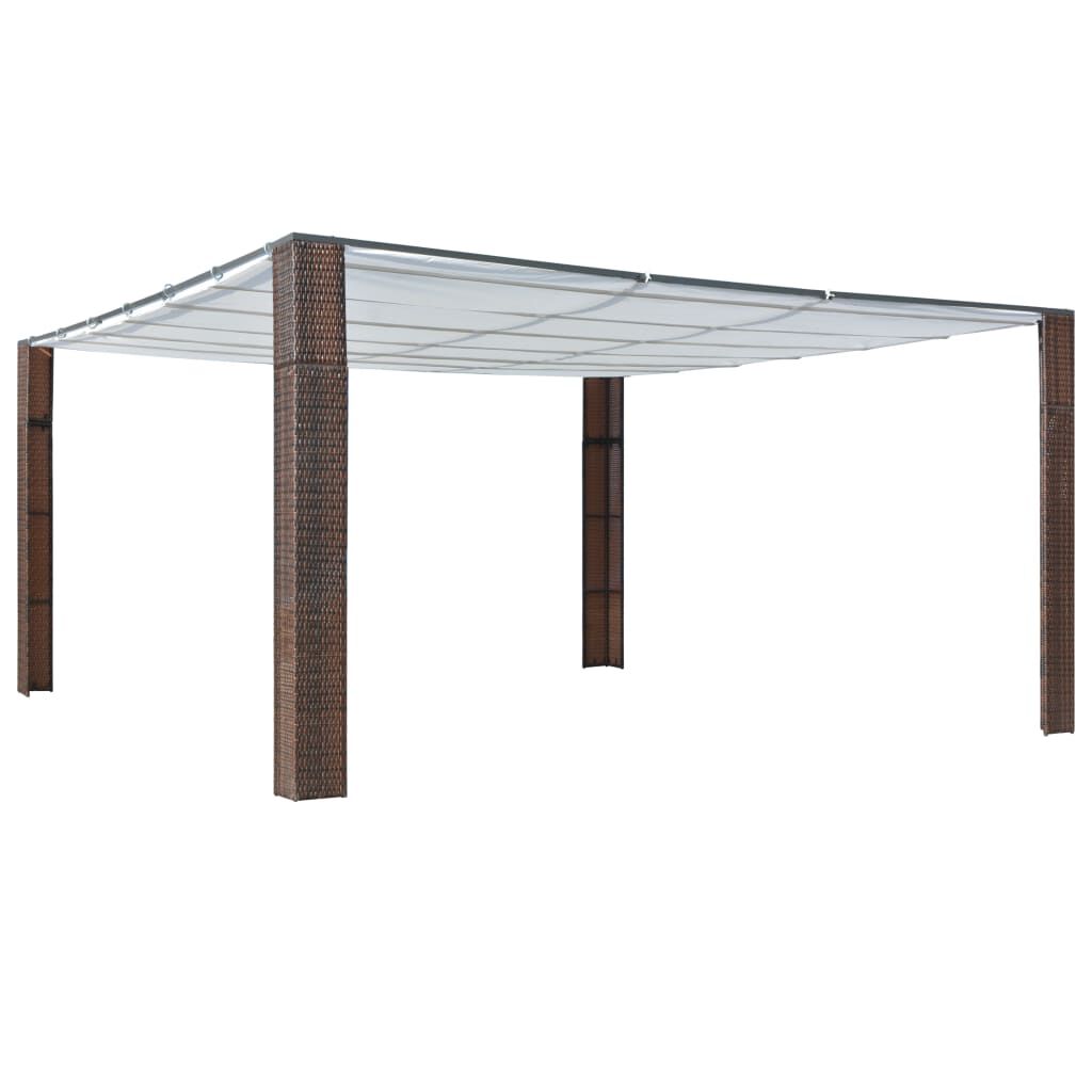 vidaXL Κιόσκι με Οροφή Καφέ/Κρεμ 400x400x200 εκ. από Συνθετικό Ρατάν