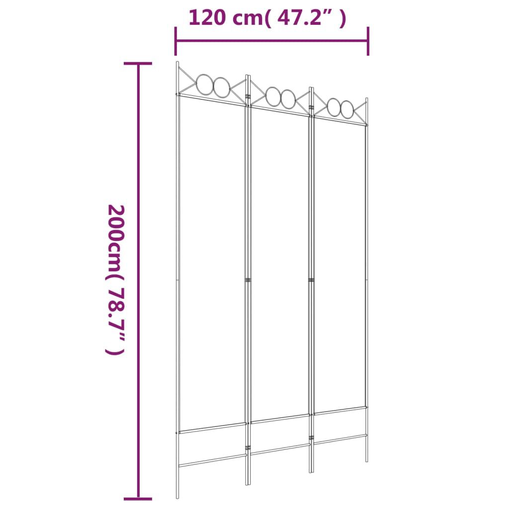 vidaXL Διαχωριστικό Δωματίου με 3 Πάνελ Μαύρο 120x200 εκ. από Ύφασμα