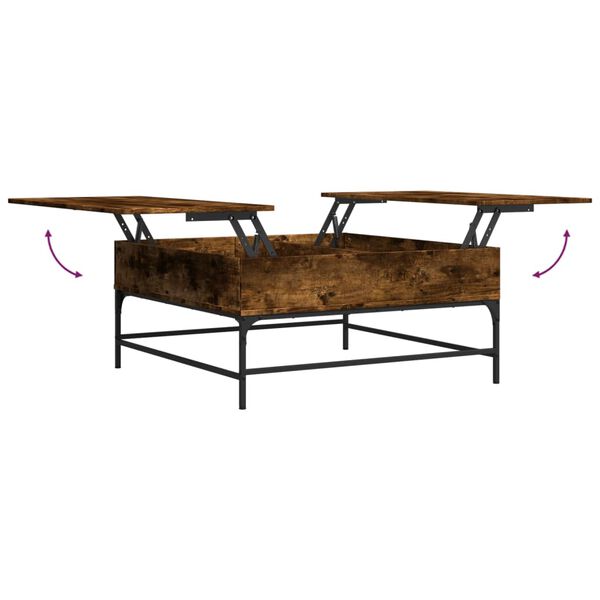 vidaXL Τραπεζάκι Σαλονιού Καπνιστή Δρυς 95x95x45 εκ. Επ. Ξύλο&Μέταλλο