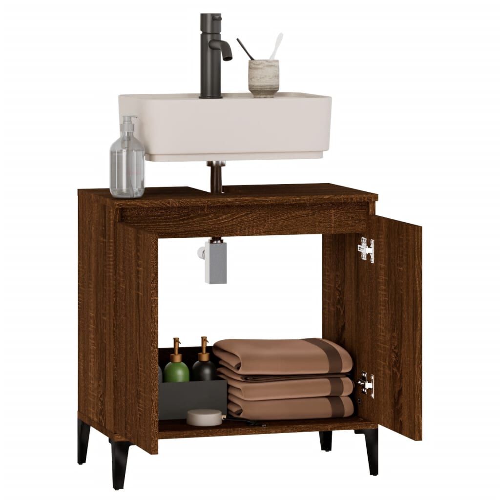 vidaXL Ντουλάπι Νιπτήρα Καφέ Δρυς 58x33x60 εκ. Επεξεργασμένο Ξύλο
