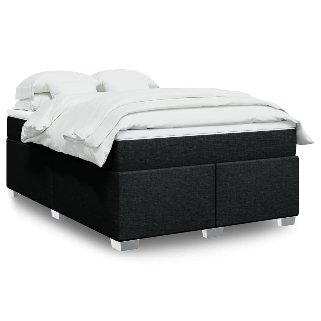 vidaXL Κρεβάτι Boxspring με Στρώμα Μαύρο 140x190 εκ. Υφασμάτινο