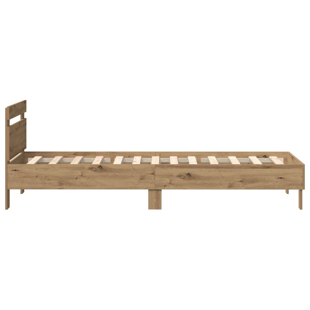 Bed Frame με LED Φώτα Artisan Oak 90x190 cm Κατασκευασμένο Ξύλο