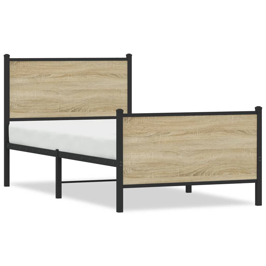 vidaXL Σκελετός Κρεβ. Χωρίς Στρώμα Sonoma Δρυς 80x200 εκ. Μεταλλικό