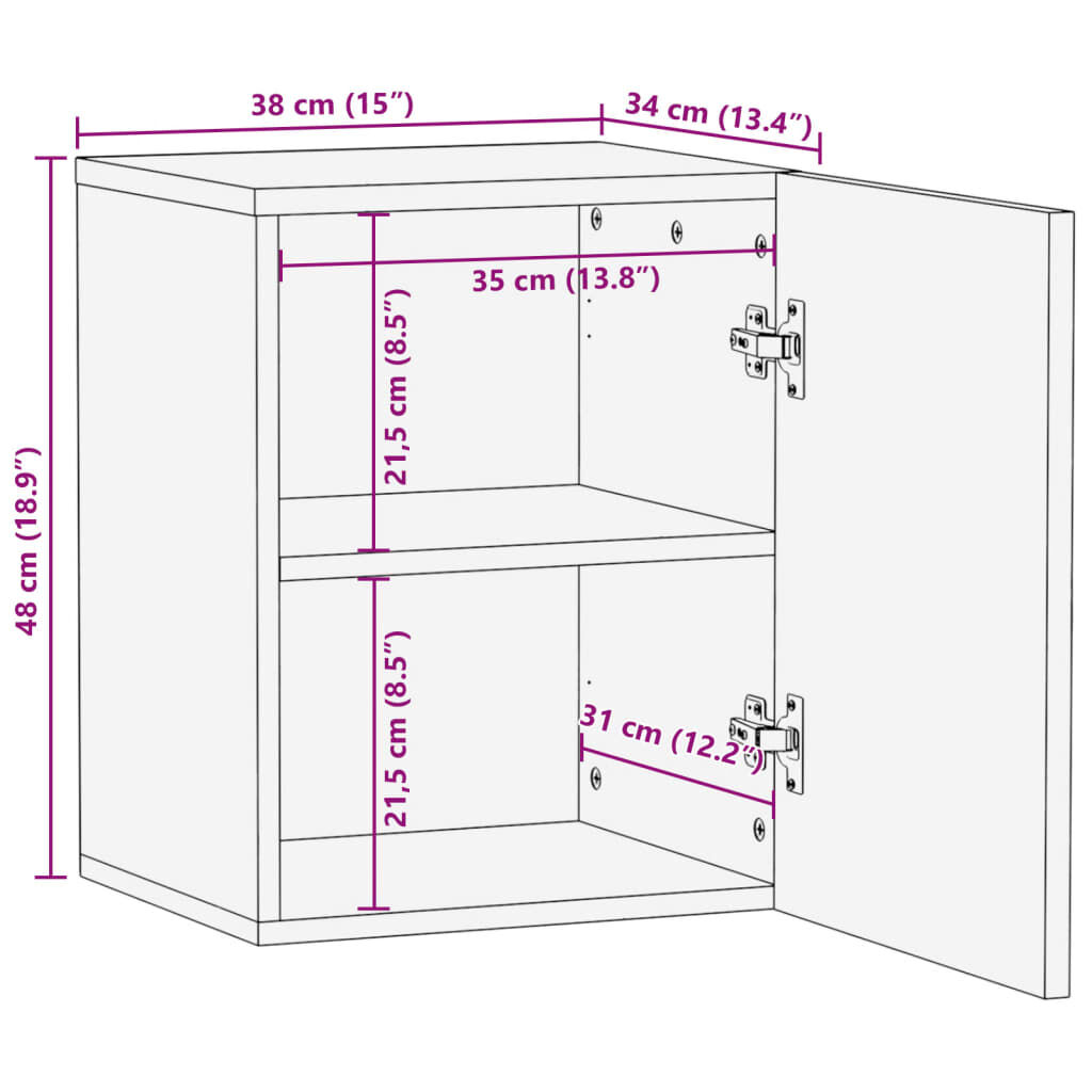 vidaXL Ντουλάπι Μπάνιου Επιτοίχιο 38x34x48 εκ. από Μασίφ Ξύλο Ακακίας