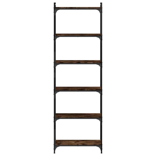 vidaXL Βιβλιοθήκη 6 Επιπέδων Καπνιστή Δρυς 60x30x188 εκ. Επεξεργ. Ξύλο