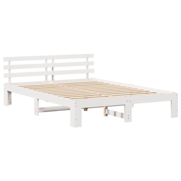 vidaXL Σκελετός Κρεβατιού Λευκό 140 x 200 cm Μασίφ ξύλο πεύκου