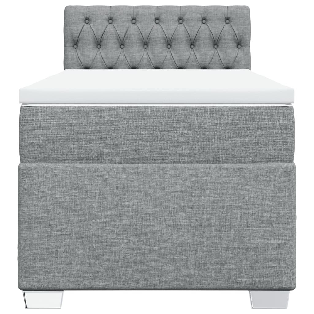 vidaXL Κρεβάτι Boxspring με Στρώμα Ανοιχτό Γκρι 100x200 εκ. Υφασμάτινο
