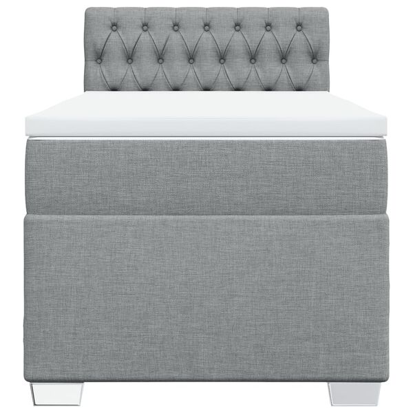 vidaXL Κρεβάτι Boxspring με Στρώμα Ανοιχτό Γκρι 100x200 εκ. Υφασμάτινο