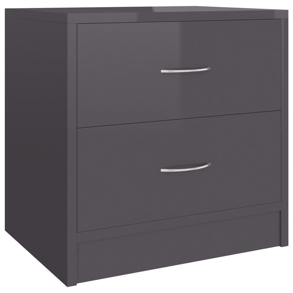 vidaXL Κομοδίνο Γυαλιστερό Γκρι 40 x 30 x 40 εκ. από Μοριοσανίδα