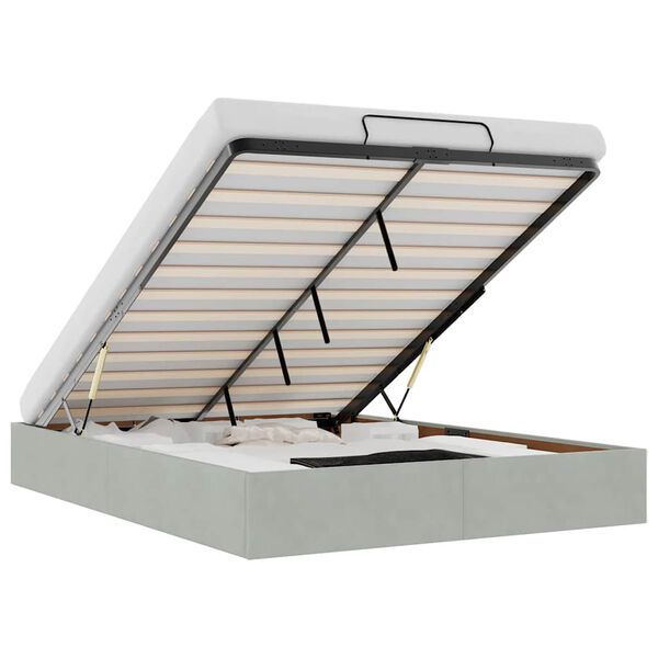 vidaXL Οθωμανικό πλαίσιο κρεβατιού χωρίς στρώμα ανοιχτό γκρι Βελούδο