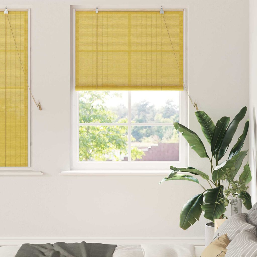 vidaXL Ρολά και Σκίες Παραθύρων Κίτρινο 120 x 160 cm Μπαμπού