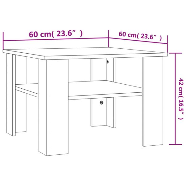 vidaXL Τραπεζάκι Σαλονιού Sonoma Δρυς 60x60x42 εκ. από Επεξ. Ξύλο