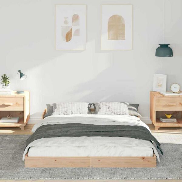 vidaXL Σκελετός Κρεβατιού Καφέ 120 x 190 cm Μασίφ ξύλο πεύκου