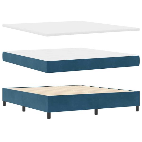 vidaXL Κρεβάτι με ελατήρια με μαξιλάρι Μπλε 180 x 200 cm Βελούδο