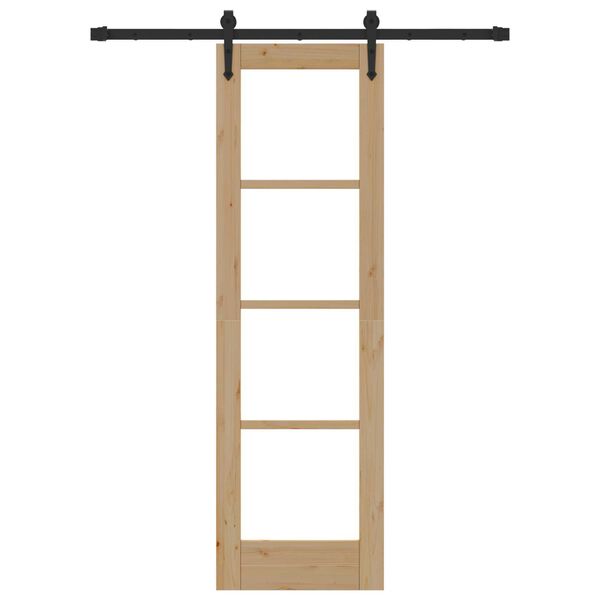 vidaXL Συρόμενη Πόρτα Καφέ 61 x 198.5 εκ. Ξύλο και μέταλλο