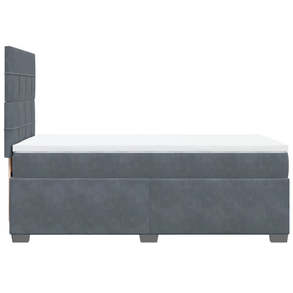 vidaXL Κρεβάτι Boxspring με Στρώμα Σκούρο Γκρι 90x190 εκ. Βελούδινο