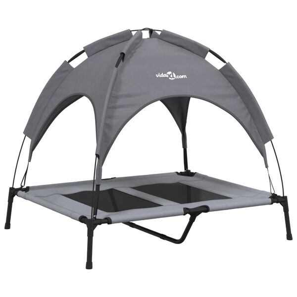 vidaXL Κρεβάτι Σκύλου με Σκίαστρο Ανθρακί Ύφασμα Oxford και Ατσάλι