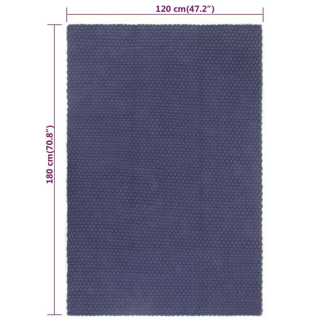 vidaXL Χαλί Ορθογώνιο Ναυτικό Μπλε 120x180 εκ. Βαμβάκι