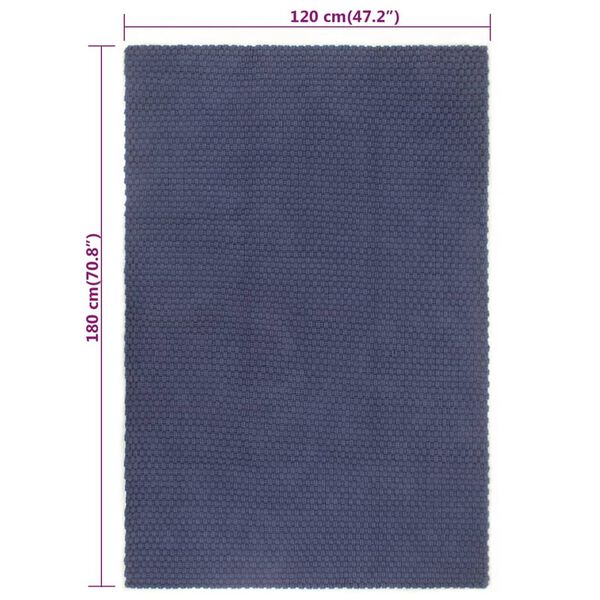 vidaXL Χαλί Ορθογώνιο Ναυτικό Μπλε 120x180 εκ. Βαμβάκι
