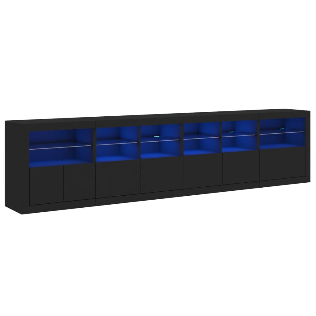 vidaXL Μπουφές με LED Μαύρος 283 x 37 x 67 εκ.
